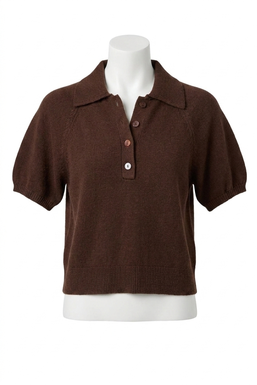 NEW PAIGE birch polo sweater in brown